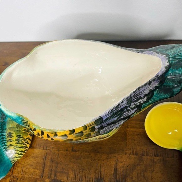 Vintage Hand‎ Painted Duck Shaped  Soup Tureen Ladle Italy - Picture 8 of 13